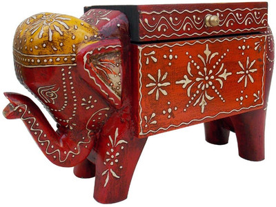 

Indune Lifestyle Hand Painted Elephant Box Poker Card Holder Decorative Showpiece - 18 cm(Wooden, Red, Multicolor)
