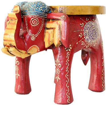 

Apkamart Multicoloured Elephant Stool 8 Inch Decorative Showpiece - 18 cm(Wooden, Multicolor)