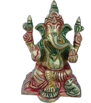 53% OFF on Aakrati Lord Ganesha Statue Decorative Showpiece  -  8 cm(Brass, Yellow)