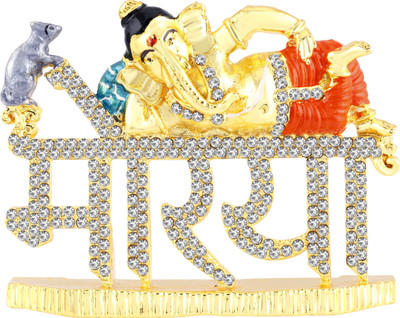 

Kulin Sleeping God Ganesha For Home Décor | Car Dashboard | Gifting Decorative Showpiece - 6.2 cm(Gold Plated, Orange)