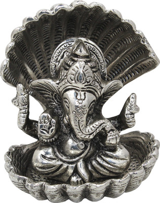 

Bhavikaa Naag Ganesha Decorative Showpiece - 10 cm(Aluminium, Silver)