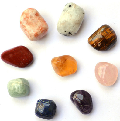 

Reiki Crystal Products 100 % Original 9 Planets Tumble Stone Kit Not Dyed Charged By Reiki Grand Master & Vastu Expert Decorative Showpiece - 2 cm(Crystal, Multicolor)