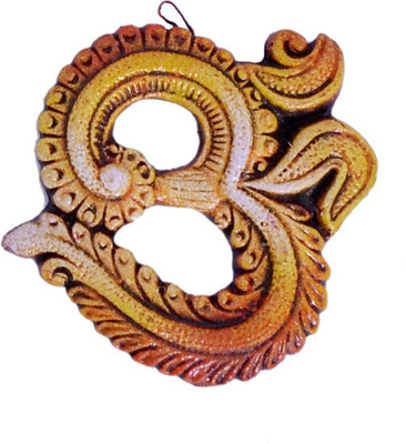 

Indigo Creativs Handcrafted Terracotta Shubh OM Diwali Puja Door / Home Entrance / Wall Hanging Decoration Decorative Showpiece - 9 cm(Earthenware, Multicolor)