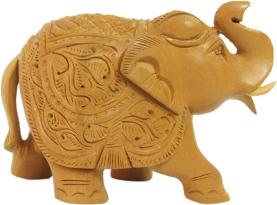 

Creative Rajasthani Handmade Meenakari Work Elephant Handicraft Gift Decorative Showpiece - 10 cm(Wooden, Yellow)