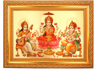 

BM Traders Saraswati-Laxmi-Ganesh Decorative Showpiece - 40.64 cm(Wooden, Plastic, Gold)