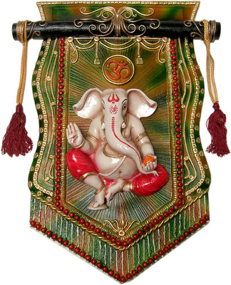 9% OFF on Megifting The Patrika Ganesha-Wall Hanging-BIG-(GRN) Decorative Showpiece - 48 cm(Polyresin, Multicolor)