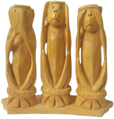 

ByCue Wooden Gandhi Monkey Decorative Showpiece - 5 cm(Wooden, Brown)