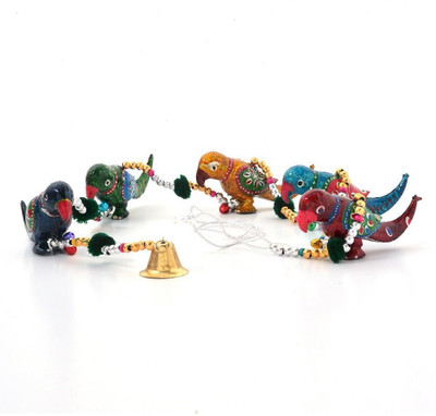 

Creative Handicraft Rajasthani Handmade Colorful Bird Door Hanging Decorative Showpiece - 8 cm(Paper Mache, Brown)