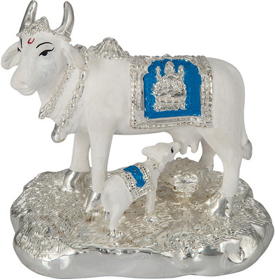 

Siri Creations Cow & Calf idol Foil with Enamel Decorative Showpiece - 10 cm(Silver Plated, Silver)