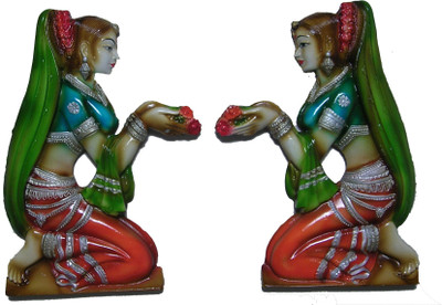 

Megifting Swagat - Welcome Lady (Set of 2) Ideal for Door Home Decor Wall Hanging Decorative Showpiece - 19.7 cm(Polyresin, Multicolor)
