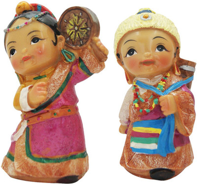 

DivyaMantra Set Of Tibetan Ethnic Dolls (4443) Decorative Showpiece - 12.5 cm(Polyresin, Multicolor)