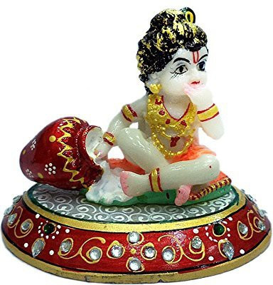 

Etsi Bitsi Marble Makhan Chor oval shape Decorative Showpiece - 10 cm(Stoneware, Multicolor)