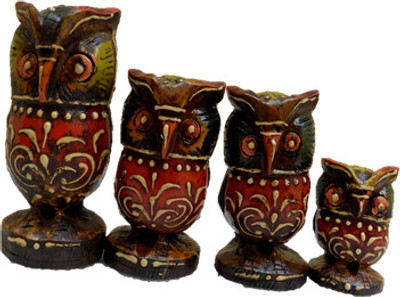 

JaipurCrafts Carved Owl Set Of 4 Decorative Showpiece - 7.62 cm(Wooden, Multicolor)