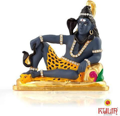 

Kulin Lord Shiva | Shiv Shankar God Idol for Car Dashboard | Home Decor | Gifting Decorative Showpiece - 9 cm(Gold Plated, Blue)