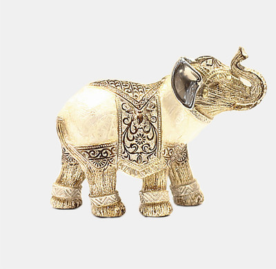 

X-Gift Aramani off white color elephant Decorative Showpiece - 11 cm(Polyresin, Gold)