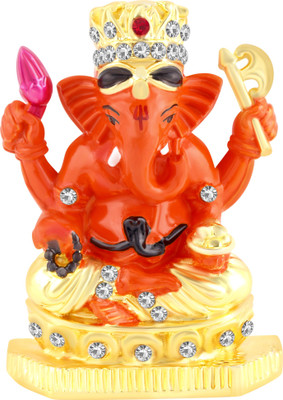 

Kulin Siddhivinayak Ganesh | Ganpati | Lord Ganesha Idol - Statue Gift item Decorative Showpiece - 3.8 cm(Gold Plated, Orange)