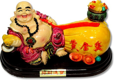 

7 Ocean Laughing Buddha Card Holder Decorative Showpiece - 9 cm(Polyresin, Multicolor)