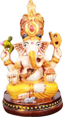 

The Nodding Head Polyresin - Siddhivinayak Sitting on Base (Yellow) Decorative Showpiece - 7.6 cm(Polyresin, Multicolor)