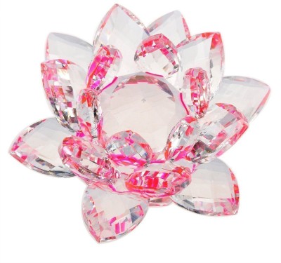 Varanasi Enterprises Crystal Lotus flower - Peace Wealth and Prosperity Pink Hue Reflection 30 mm Decorative Showpiece  -  6 cm(Crystal, Pink, Clear)
