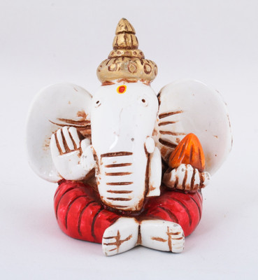 

The Nodding Head Kan Ganesha with Modak (Red) Decorative Showpiece - 8.5 cm(Polyresin, Multicolor)
