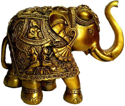 

Divine Temples Beautiful Decorative Elephant Decorative Showpiece - 11 cm(Polyresin, Gold)