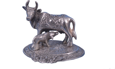 

Style N Decor Cow N Calf Decorative Showpiece - 12.7 cm(Silver Finish, Silver)