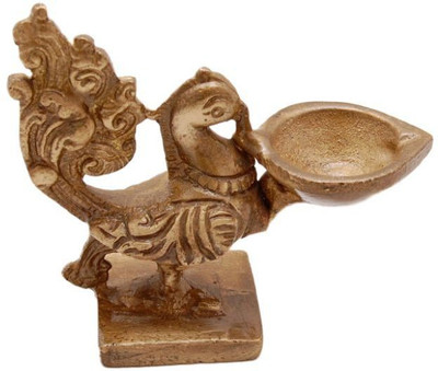 HanDecor Peacock Brass Table Diya(Height: 3 inch)