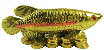 

Anjalika Feng Shui Arowana on Bed of Wealth Colorful Decorative Showpiece - 6 cm(Polyresin, Multicolor)