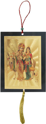

DivyaMantra Car Decoration Rear View Mirror Hanging Accessories Radha Krishna Decorative Showpiece - 40 cm(Plastic, Yellow)