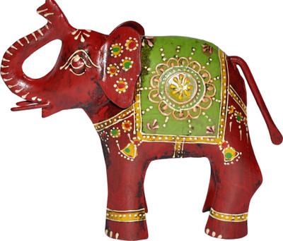 

Lal Haveli Decorative Handicraft Elephant Figurine Statue Iron Decorative Showpiece - 12.7 cm(Iron, Red)
