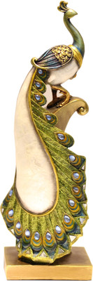 

X-Gift Aramani single peacock Decorative Showpiece - 34 cm(Polyresin, Gold)
