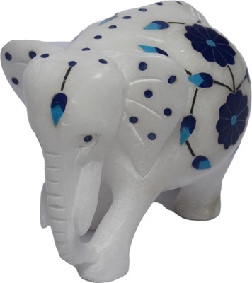 

Artist Haat Makrana Marble Inlay Elephant Decorative Showpiece - 8 cm(Stoneware, Multicolor)