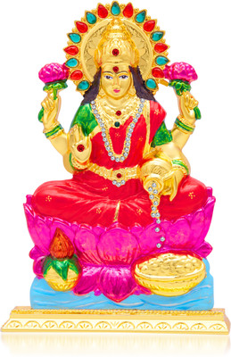

Kulin Goddess Laxmi | Lakshmi Idol For Home Decor | Office | Shops | Gifting Decorative Showpiece - 16 cm(Gold Plated, Multicolor)