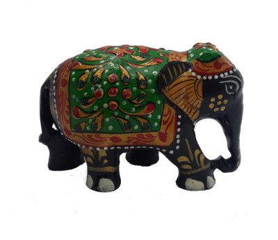 

DivineCrafts Decorative Embosse Painted Elephant Statue Decorative Showpiece - 5.3 cm(Wooden, Multicolor)