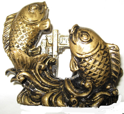 

Anjalika Feng Shui Crossing Dragon Gate Decorative Showpiece - 8 cm(Polyresin, Copper)