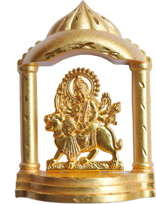 

Pratimah Golden Polish Embedded Mata Shera Vali Decorative Showpiece - 12 cm(Zinc, Gold)
