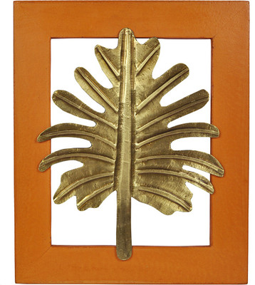 

Lal Haveli Ethnic Wall Decor Golden Leaf Wooden Frame Decorative Decorative Showpiece - 33 cm(Wood, Yellow)