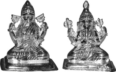 

Kataria Jewellers Lakshmi Ganesha Decorative Showpiece - 8.5 cm(Silver, White)