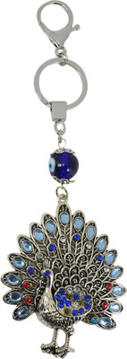 

Ricki Crystal Products evil eye with Peacock Decorative Showpiece - 21 cm(Porcelain, Blue, Silver)
