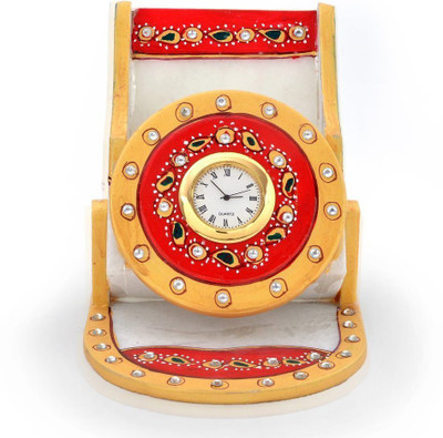 

Shree Sai Handicraft Decorative Kundan Meenakari Marble Mobilestand With Clock Decorative Showpiece - 13 cm(Stoneware, Multicolor)