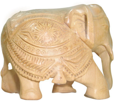 

ByCue Wooden Flower Elephant Decorative Showpiece - 3 cm(Wooden, Brown)