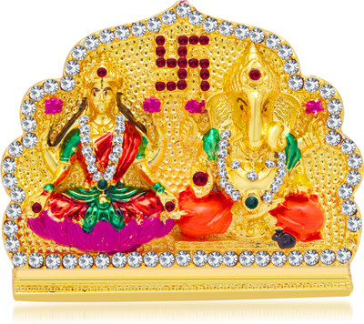 

Kulin Goddess Maa Laxmi & Lord Ganesha / Ganpati Idol- Home Decorative & Temple Décor God Figurine / Statue Gift item Decorative Showpiece - 7 cm(Gold Plated, Multicolor)