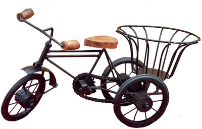 

DivineCrafts Metal Tricycle With Basket Decorative Showpiece - 15 cm(Iron, Black)