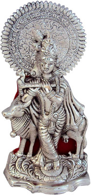 

Etsi Bitsi Metal Krishna Showpiece playing Flute Decorative Showpiece - 25 cm(Aluminium, Silver)