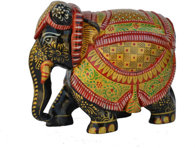 

eCraftIndia Multicoloured Elephant with Shawl Decorative Showpiece - 12.7 cm(Wooden, Multicolor)
