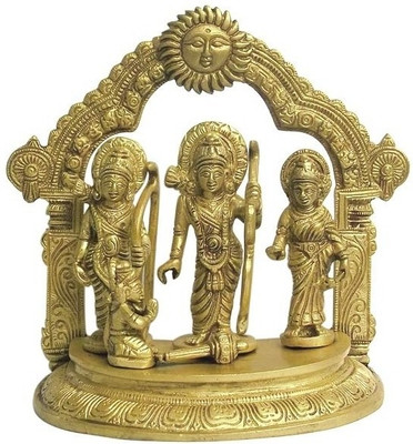 Redbag Ram Darbar Murti Rama Sita Lakshman Hanuman Statue 1835 Decorative Showpiece - 18 cm(Wood, Gold)