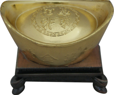 

Aaradhi Feng Shui Golden Ingot for Wealth & Fame Decorative Showpiece - 4.5 cm(Polyresin, Yellow)