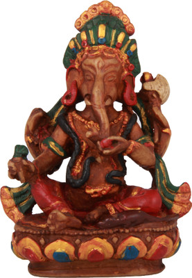 

The Nodding Head Lord Ganesha Sitting On Lotus (Maroon) Decorative Showpiece - 11 cm(Polyresin, Multicolor)
