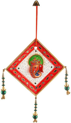 

Shilpbazaar Jodhpuri Kundan Work Wall Hanging Decorative Showpiece - 10 cm(Stoneware, Red, White)