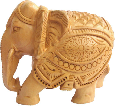 

Craft International Elephant Carved - 3 Inch Decorative Showpiece - 8 cm(Wooden, Brown)
